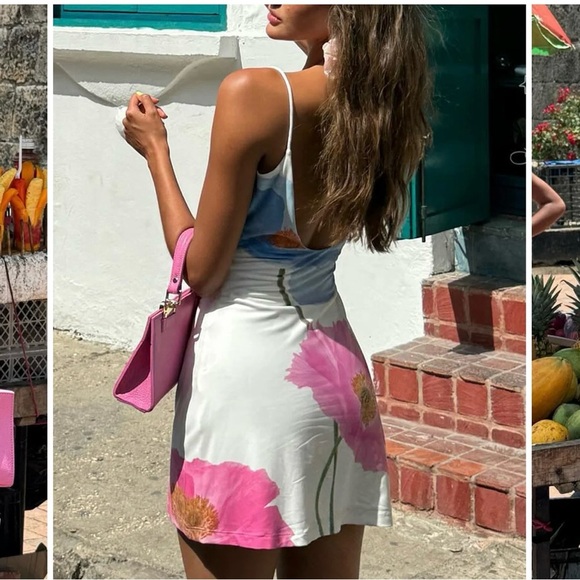 Commense Backless Floral Mini Dress White Medium NWT - Picture 3 of 9